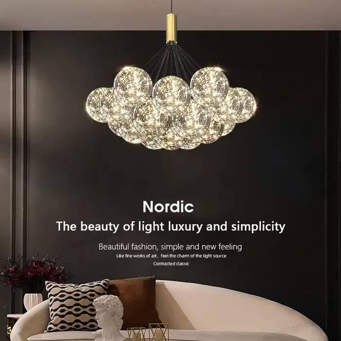 Plafonnier LED en forme de boule de verre nordique moderne pour intérieur élégant restaurant chambre à coucher luminaire décoratif suspension luminaire verre transparent fer robuste installation facile garantie 3 ans