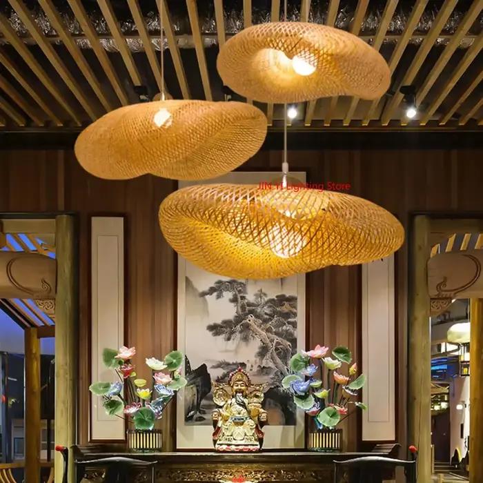 Lampe suspendue LED en bambou tressé vintage tissée à la main pour salon, cuisine, chambre, étude, hôtel, luminaires décoratifs d'intérieur style moderne élégant à offrir pour femmes occasions spéciales