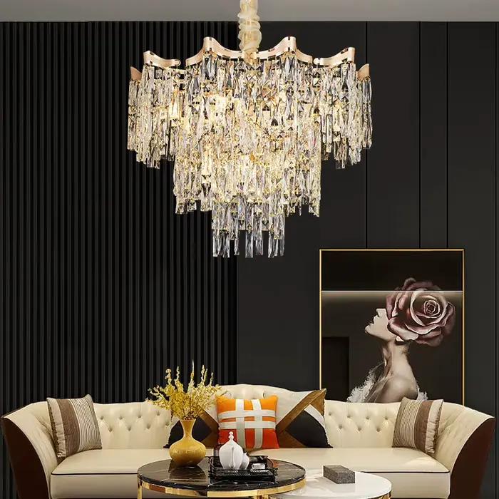 Lustre en cristal de luxe moderniste pour salon, hall et chambre à coucher luminaire minimaliste intelligent élégant à offrir pour femme occasions spéciales