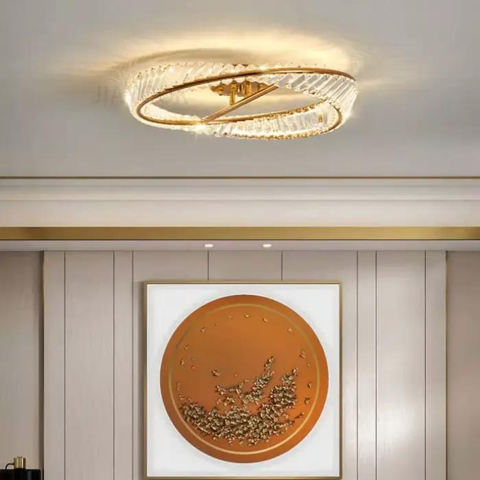 Plafonnier LED en cristal de luxe pour chambre à coucher cuisine salon élégant et lumineux à offrir pour intérieur sophistiqué