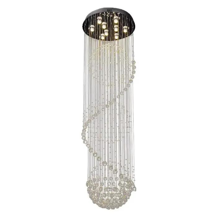 Lustre en cristal LED moderne en spirale pour salon chambre à coucher escalier hôtel intérieur design sophistiqué