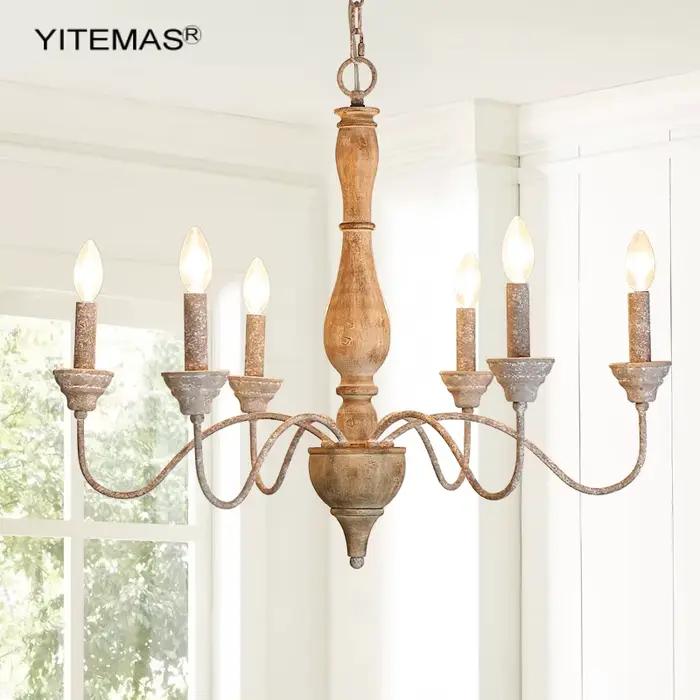 Lustre en bois Vintage Art Déco Suspension Chandelier pour Salle à Manger Chambre Cuisine Occasions Spéciales