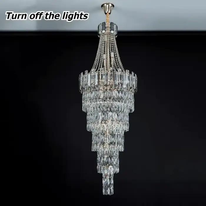 Lustre en cristal de conception moderne en spirale pour hall d'hôtel escalier suspension LED avec intensité variable matériaux durables pour embellir votre intérieur
