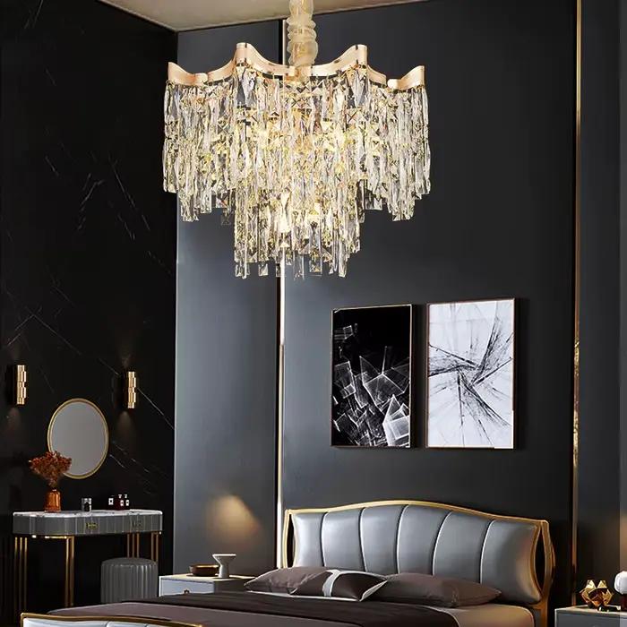 Lustre en cristal de luxe moderniste pour salon, hall et chambre à coucher luminaire minimaliste intelligent élégant à offrir pour femme occasions spéciales