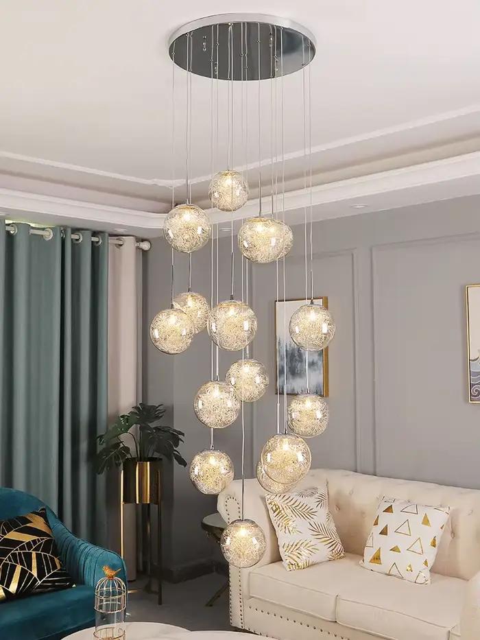Lustre moderne loft en métal plaqué pour salon chambre hôtel élégance éclairage led chambre principale occasion spéciale
