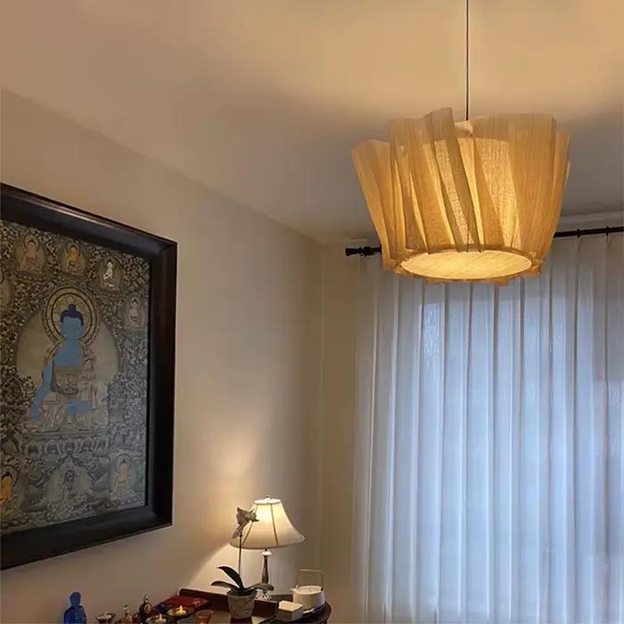 Lustre en tissu vintage nordique à la japonaise luminaire suspendu pour salon chambre restaurant loft décoration de maison élégante et durable