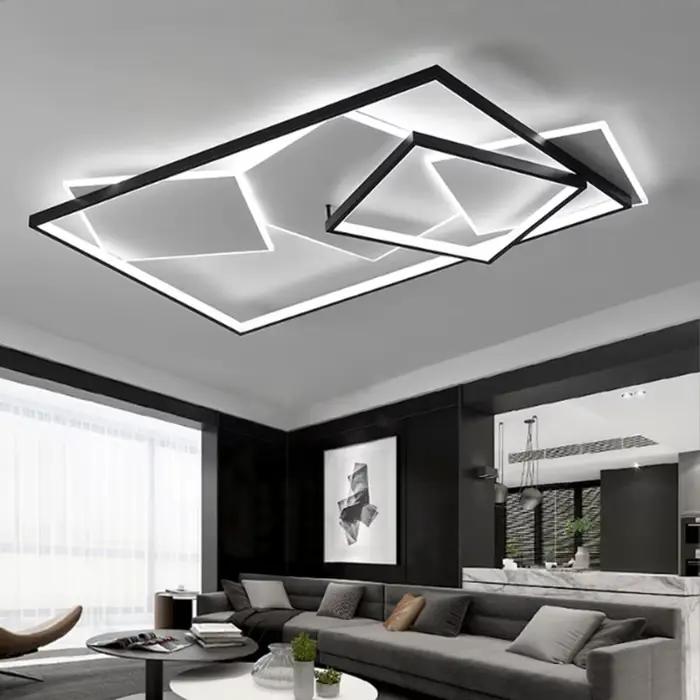 Plafonnier en acier inoxydable poli avec LED intelligent pour éclairage quotidien moderne en chambre salon cuisine ou salle de bains