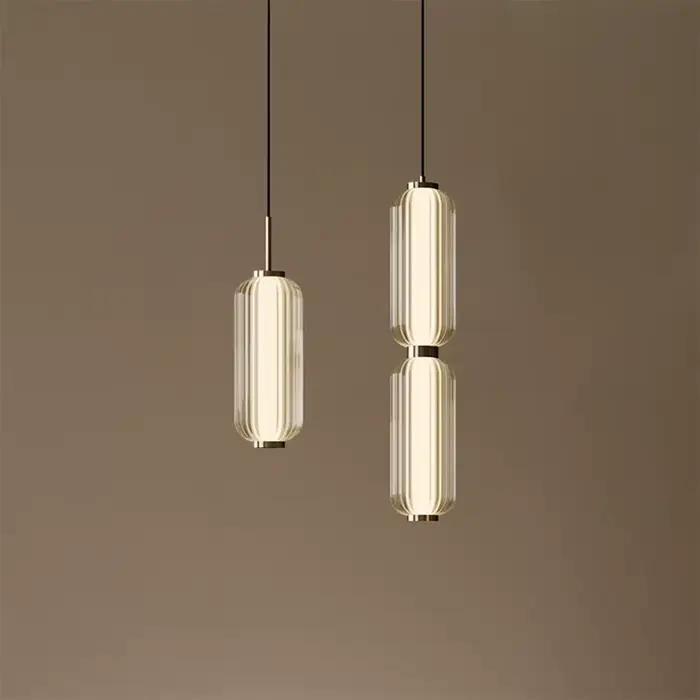 Lustre en pierre de verre style nouveau classique avec finition fer et ampoules LED pour salon chambre ou restaurant