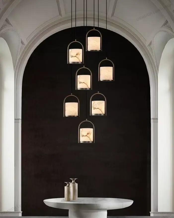 Lampe suspendue de luxe en marbre et acier inoxydable pour plafonds design moderne avec intensité variable à offrir pour femmes occasions spéciales