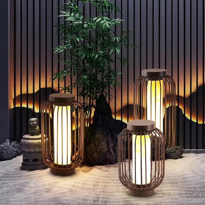 Luminaire étanche Wabi Sabi art déco pour extérieur, ambiance douce et chaleur, balcon, cage à oiseaux, jardin, villa, sol, lumière d'ambiance LED