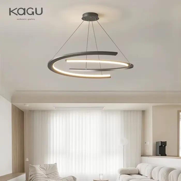 Lustre moderne en aluminium et fer pour salon ou restaurant atmosphère minimaliste luminaire LED à intensité variable pour pièces sophistiquées occaions spéciales
