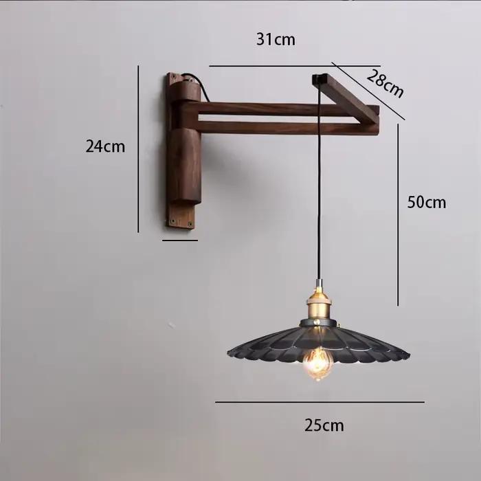 Applique japonaise en bois massif, lampe de chevet pour chambre à coucher, style nordique rétro, bra