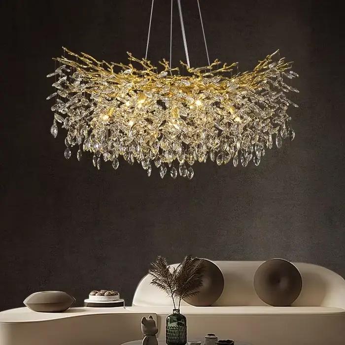 Lustre en cristal de luxe moderne pour salon chambre à coucher décoration de haute qualité aluminium et cristal or argentUsageIdOccasionsSpéciales