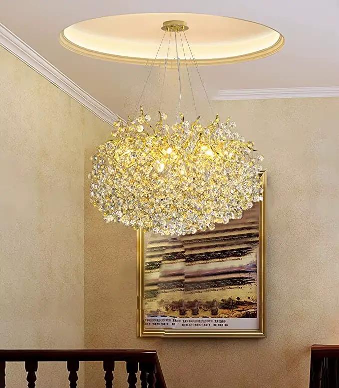 Lustre en cristal moderne or lumineux pour salon chambre à coucher salle à manger cuisine restauration boutique de vêtements café installation facile et durable