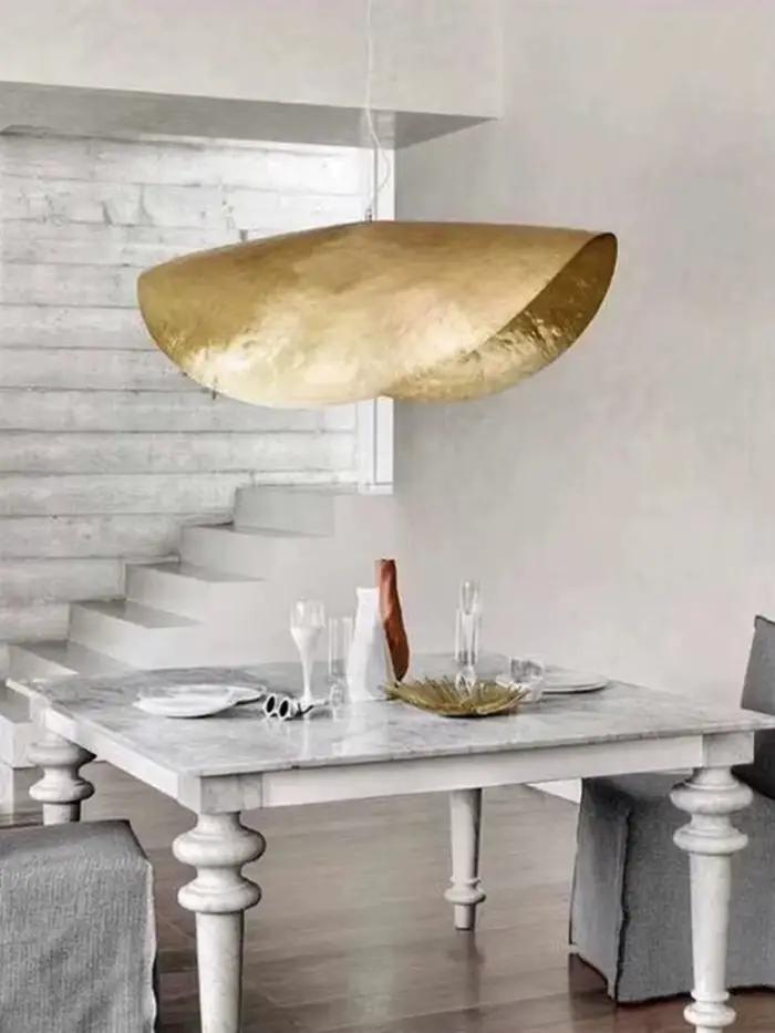 Lampe suspendue en cuivre feuilles de lotus LED Lxuruy lustre moderne salon grande plafond lustre cottage escalier luminaire occasion spéciale
