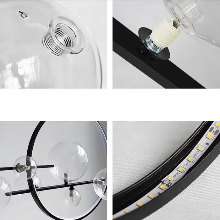 Lustre annulaire moderne avec finition chromée polie pour éclairage contemporain de cuisine et salle à manger