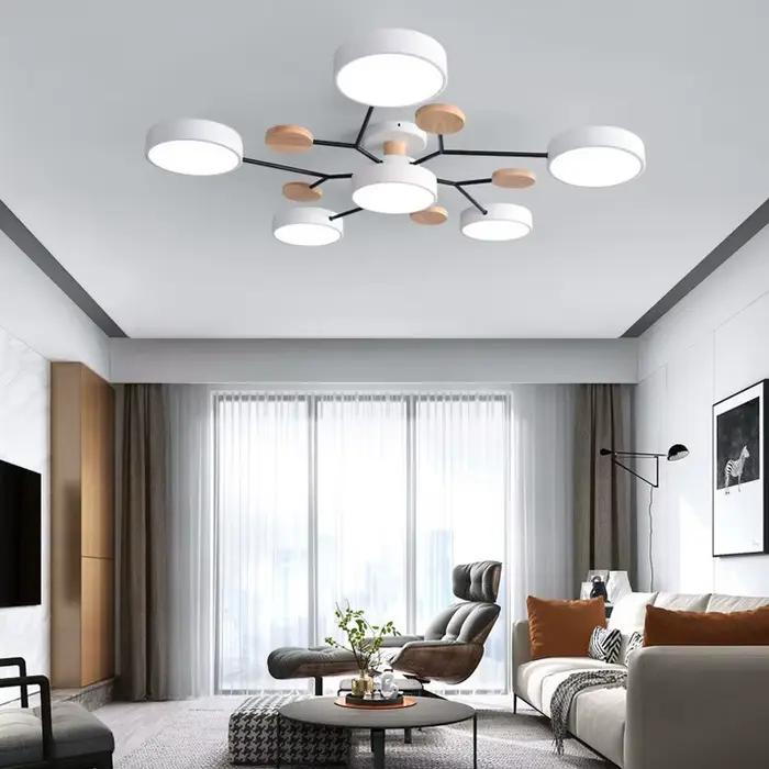 Lustre LED moderne avec bande LED intégrée, 4 couleurs disponibles pour salon, chambre à coucher, hôtel, appartement, bureau, éclairage intérieur