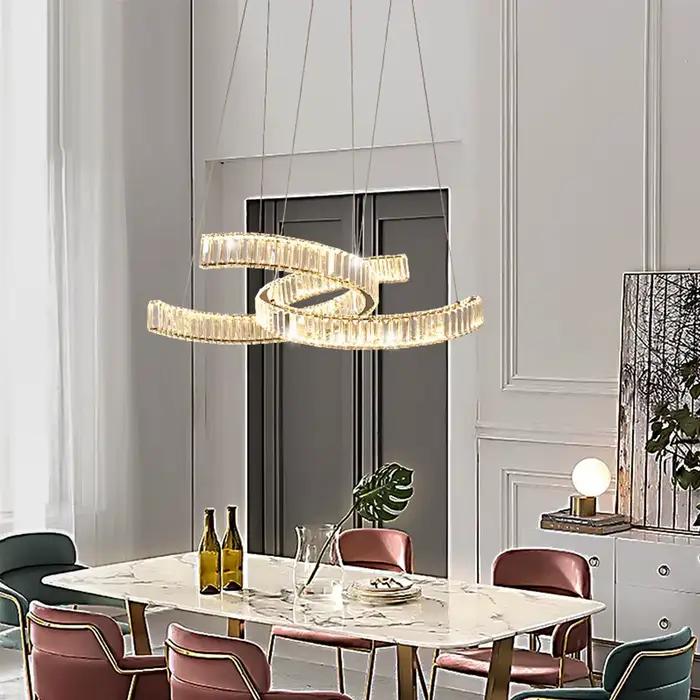 Lustre en cristal de luxe moderne avec source de lumière LED pour salon chambre et autres pièces occasions spéciales