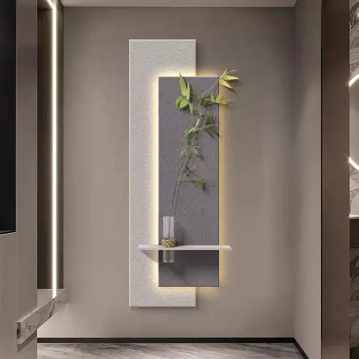 Applique murale LED verticale de luxe léger, imitation grès, style artistique, pour porche, entrée e