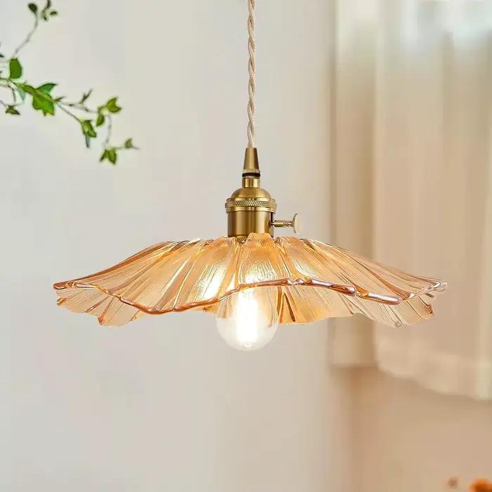 Suspension classique rétro en pierre de verre pour éclairer et décorer intérieurs chambres chevet salons salles à manger