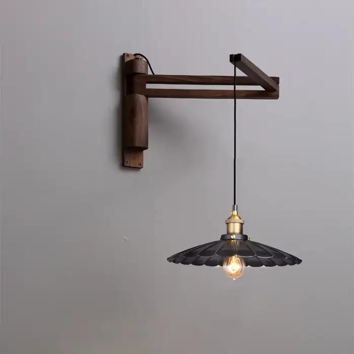 Applique murale en bois massif style nordique rétro pour chambre à coucher entrée et espaces commerciaux luminaire led zen modernité