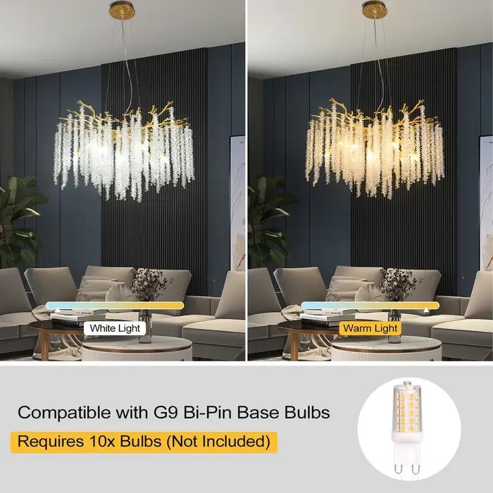 Lustre de plafond en cristal doré pour cuisine salon chambre hôtel luxe moderne avec ampoules incluses