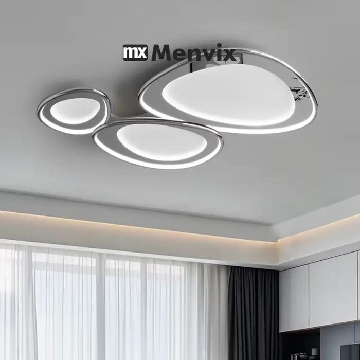 Lampe LED Moderne avec Télécommande pour Cuisine Salon Chambre à Coucher Entrée Salle de Bain Blanc Argent Éclairage Intérieur Polyvalent