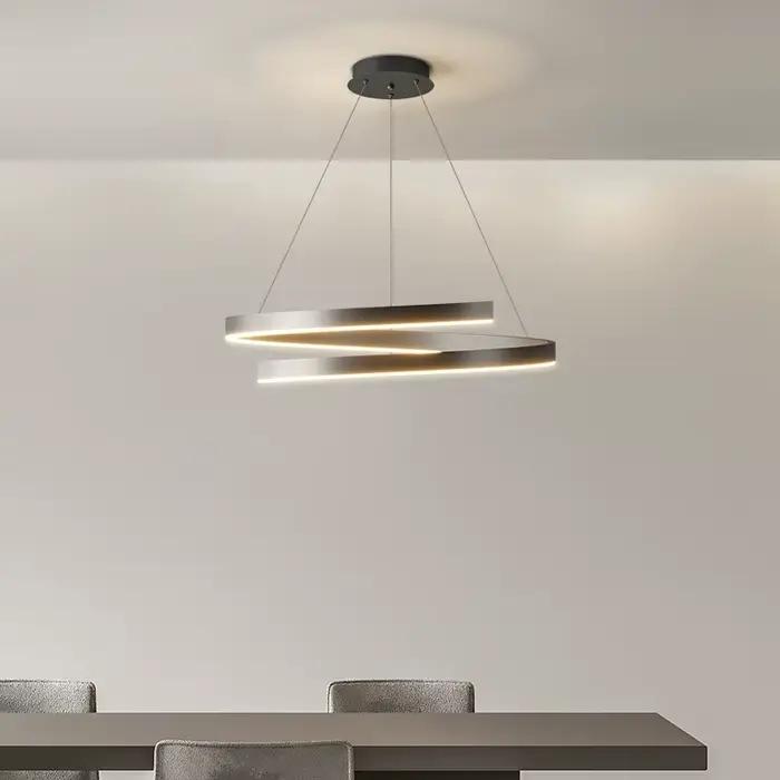 Lustre en spirale noir blanc moderne pour salon chambre salle à manger cuisine intérieur variable montage en surface LED 249-2000 lumens trois sources lumineuses