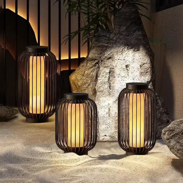 Luminaire étanche Wabi Sabi art déco pour extérieur, ambiance douce et chaleur, balcon, cage à oiseaux, jardin, villa, sol, lumière d'ambiance LED