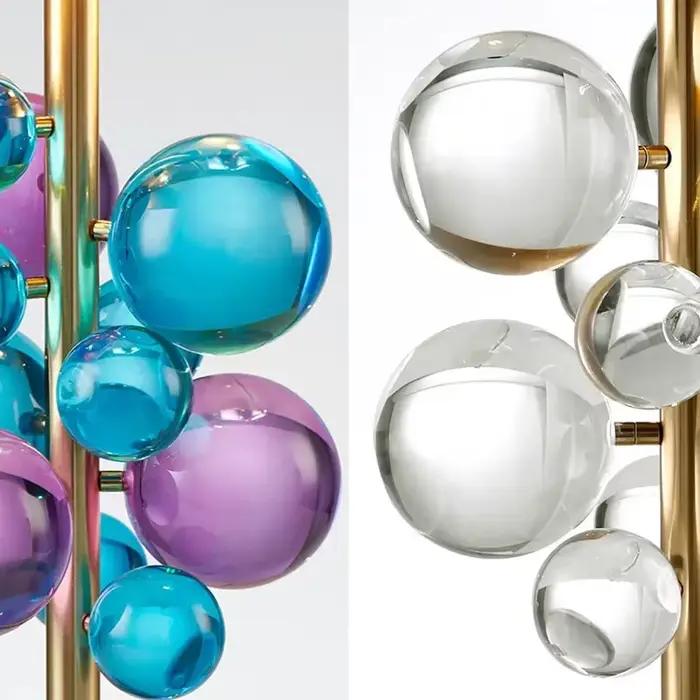 Lampe Nordique Boule de Verre Colorée Lampe Champignon Design Italien Décoration Salon Lumière Lecture Chambre Art Déco LED Verre Métal