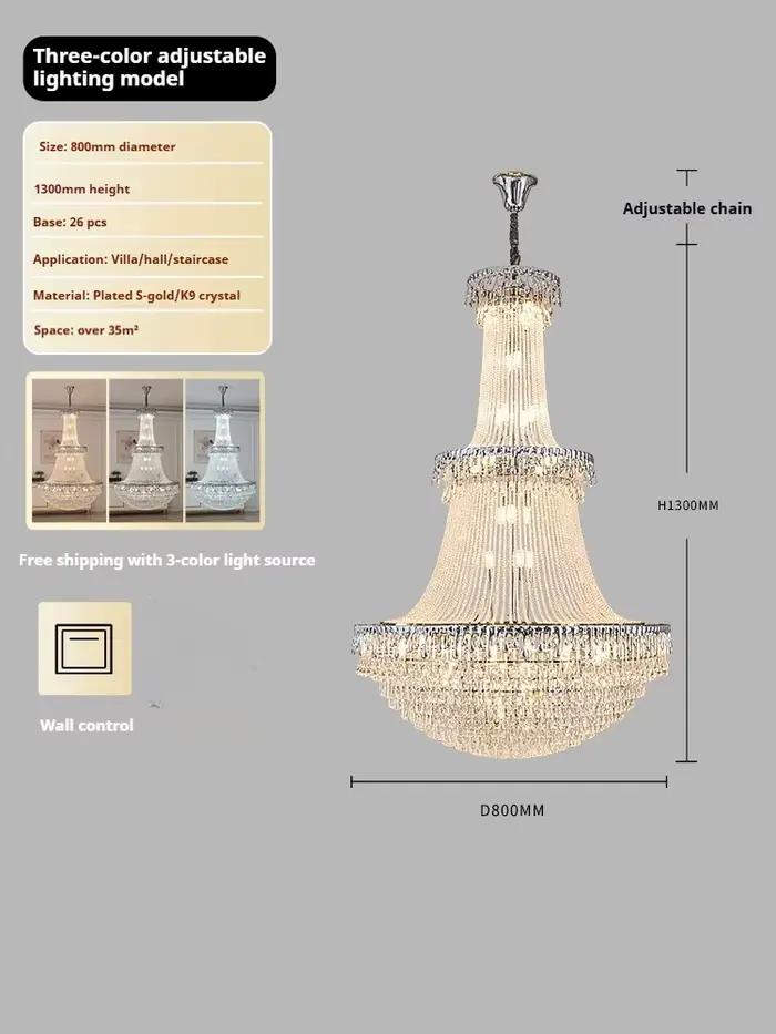 Lustre en cristal LED de style français de luxe pour la décoration de la maison, villas, salons, hôt