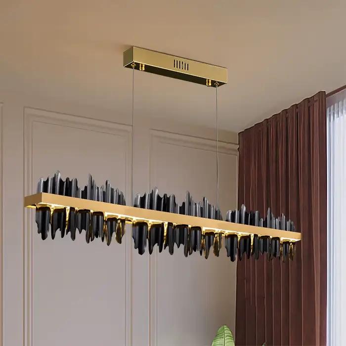 Lustre moderne design iceberg lampe suspendue LED pour salle à manger restaurant illumination cuisine or noir acier inoxydable
