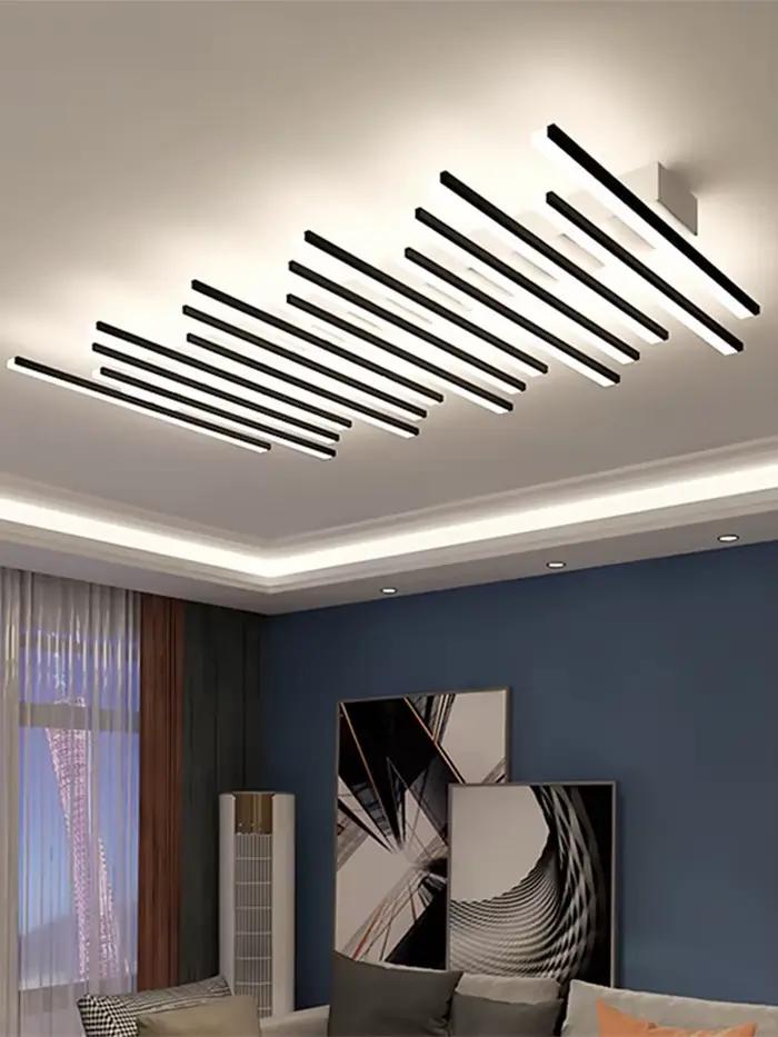 Luminaires de plafond modernes LED pour chambre à coucher et salon, lampe de décoration intérieure fer forgé avec télécommande pour ambiance personnalisable