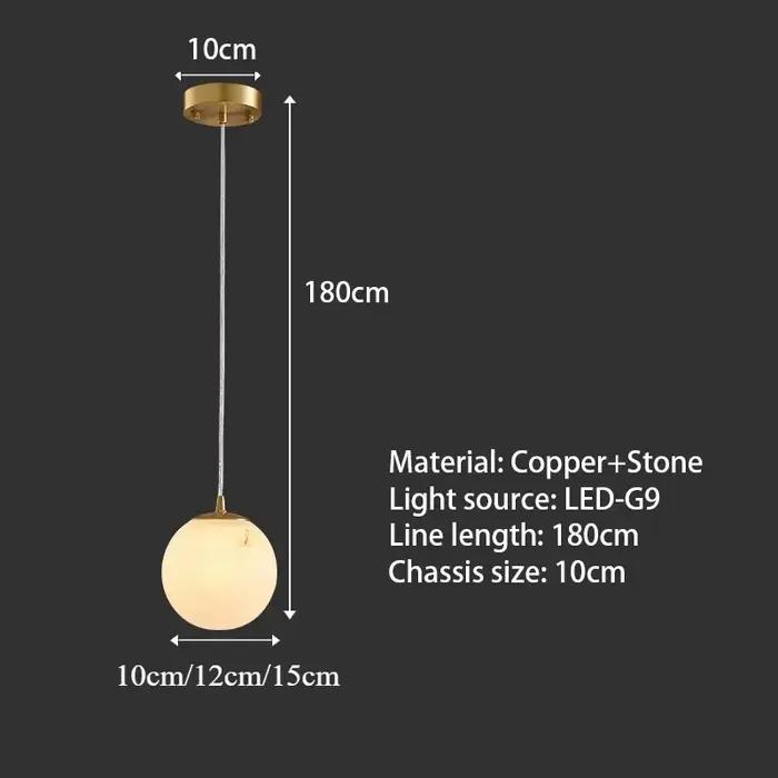 Lampe suspendue en cuivre massif au design de luxe haut de gamme, éclairage suspendu en marbre espag
