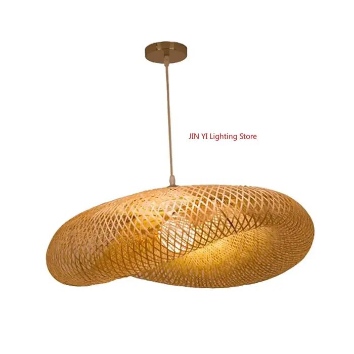 Lampe suspendue LED en bambou tressé vintage tissée à la main pour salon, cuisine, chambre, étude, hôtel, luminaires décoratifs d'intérieur style moderne élégant à offrir pour femmes occasions spéciales