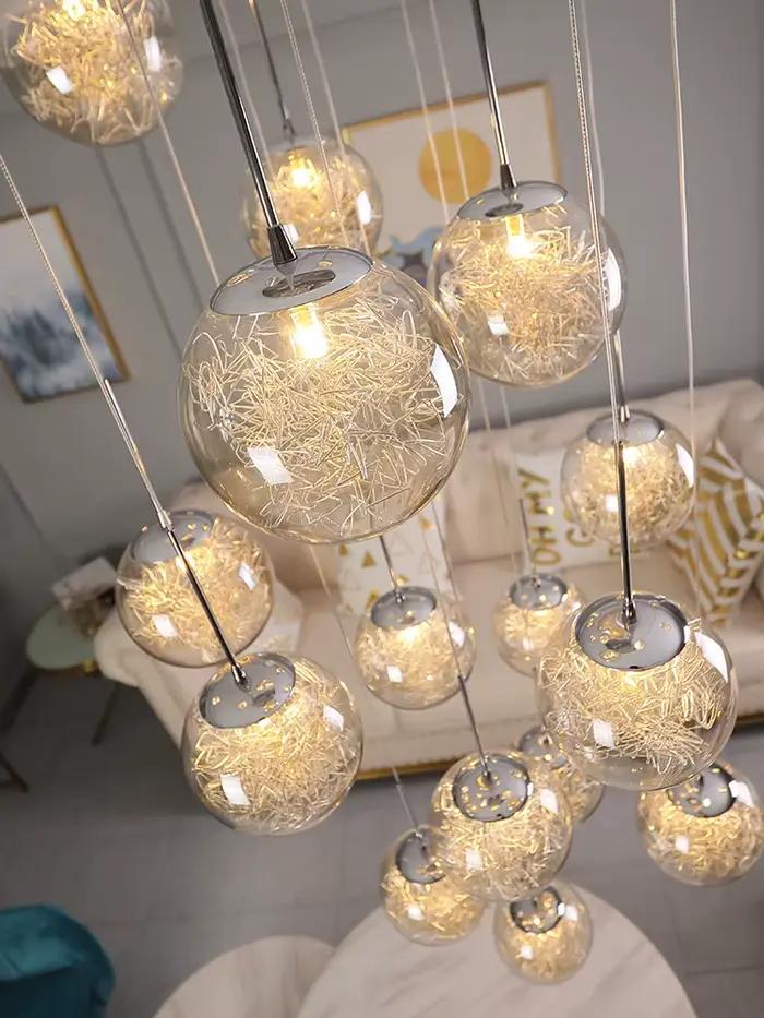 Lustre moderne loft en métal plaqué pour salon chambre hôtel élégance éclairage led chambre principale occasion spéciale