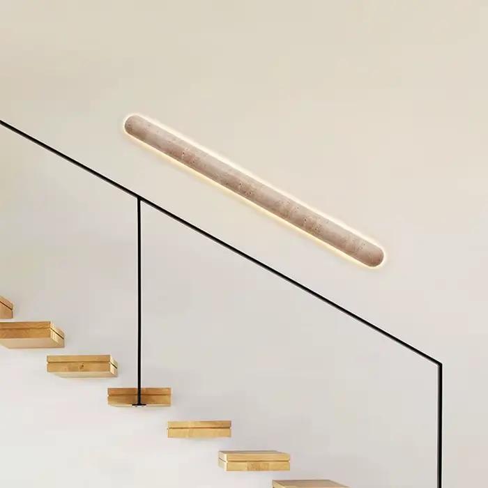 Lampe murale en travertin jaune naturel pour chambre à coucher, éclairage de chevet et décoration intérieure moderne