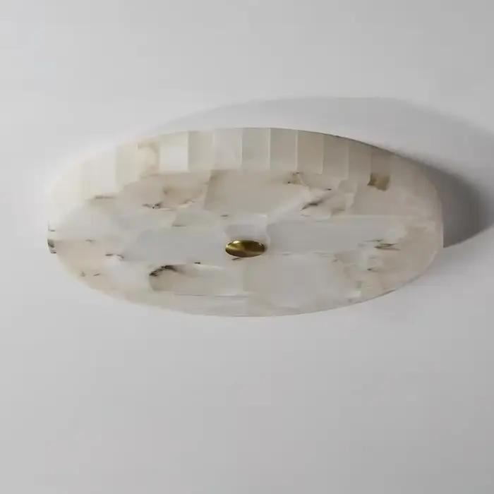 Plafonnier LED rond en marbre espagnol, moderne, tout en cuivre, Style chinois, luminaire décoratif