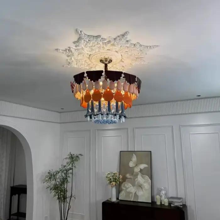 Lustre LED en céramique rétro moderne pour salon restaurant villa hôtel chambre élégance et confort
