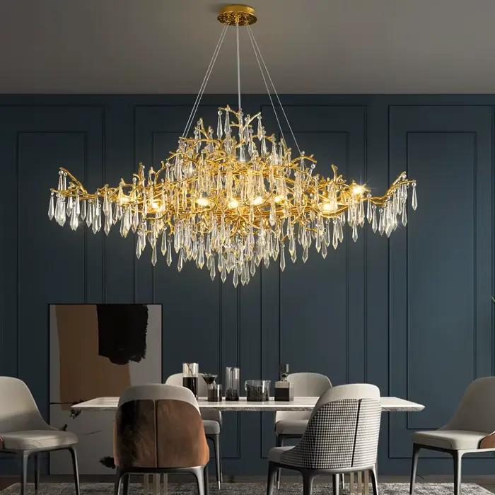Lustre en cristal de branche d'or moderniste pour salon chambre à coucher cuisine et salle à manger