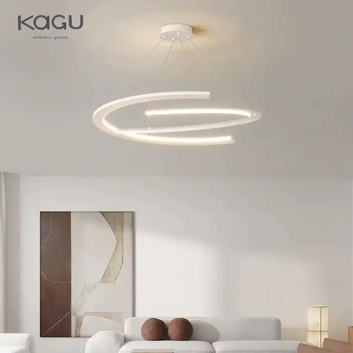 Lustre moderne en aluminium et fer pour salon ou restaurant atmosphère minimaliste luminaire LED à intensité variable pour pièces sophistiquées occaions spéciales
