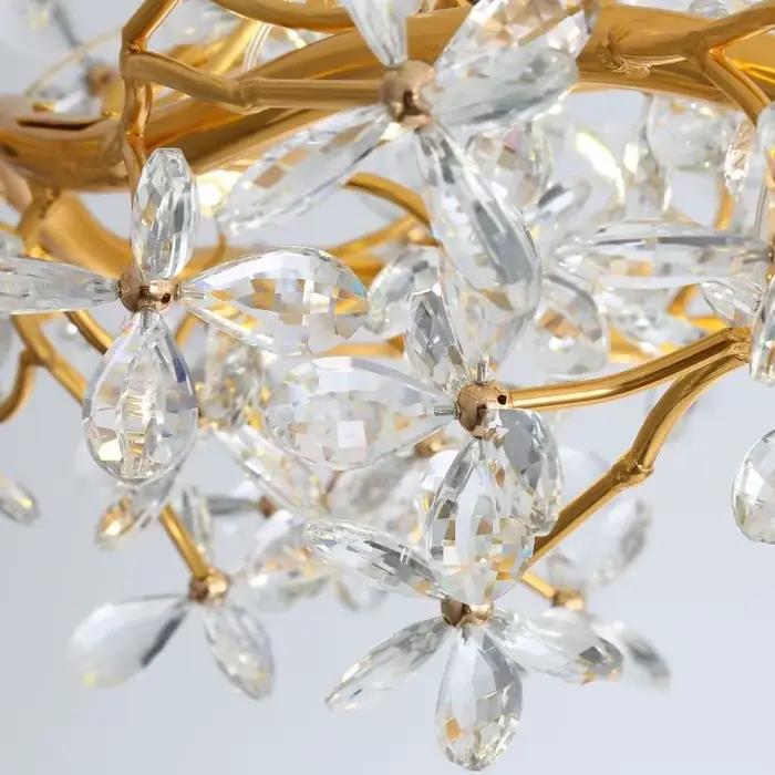 Lustre en cristal doré moderne avec hauteur réglable pour salon et salle à manger occasions spéciales
