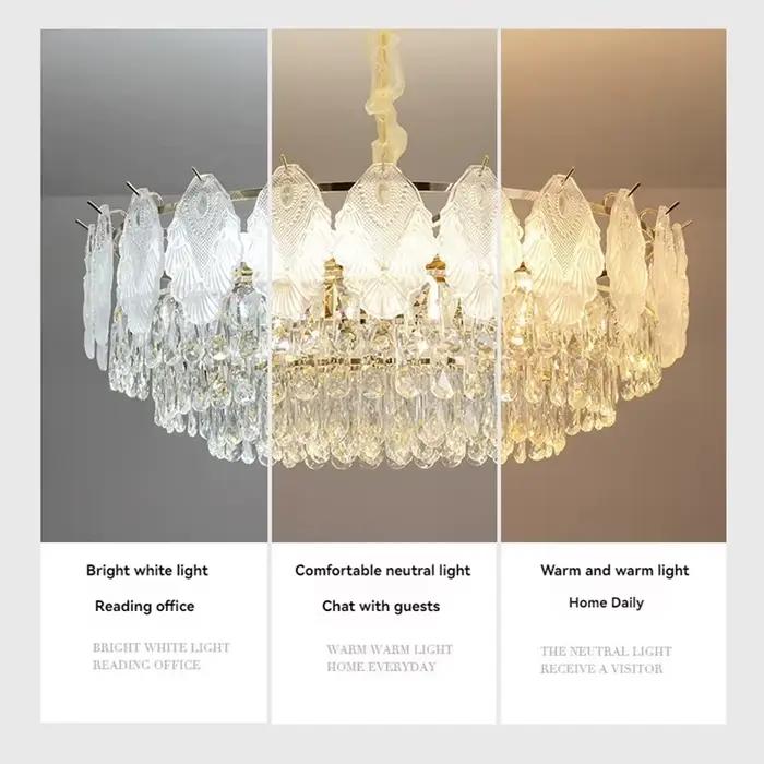 Lustre en cristal de luxe français moderne ronde ovale avec couvercle en verre lampe suspendue pour salon salle à manger chambre à coucher hôtel