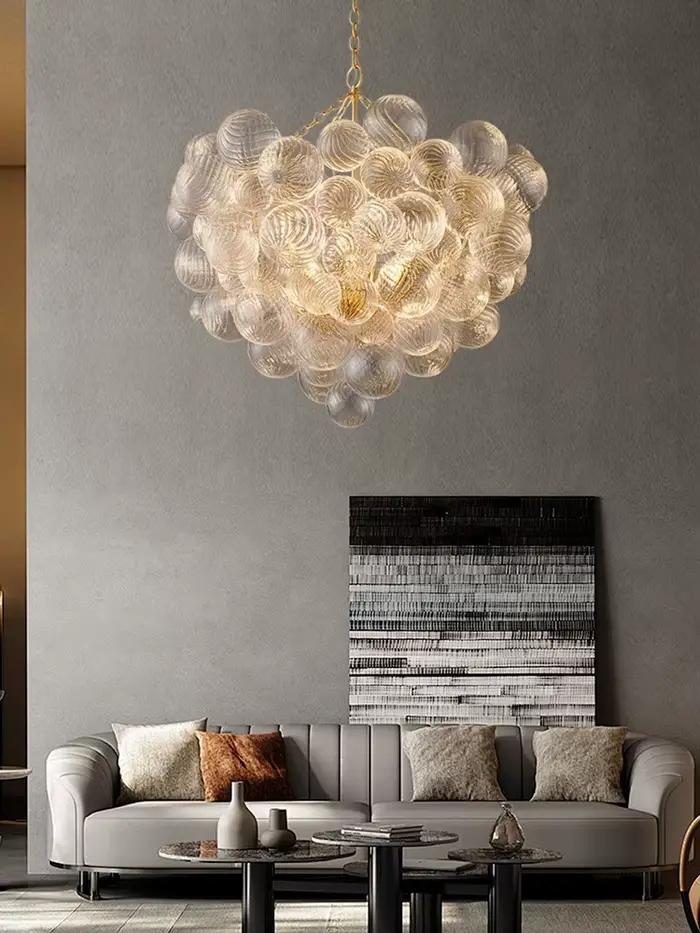 Lustre suspendu à bulles de verre nordique grand foyer boule ronde plafonnier led lampes suspendues art deco pour salon chambre principale occasions spéciales