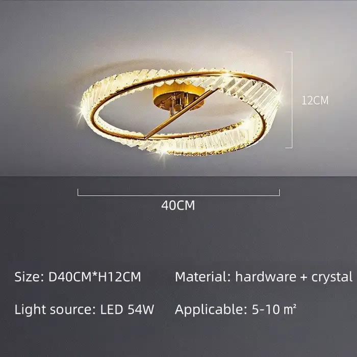 Plafonnier LED en cristal de luxe, luminaire décoratif d'intérieur, idéal pour une chambre à coucher