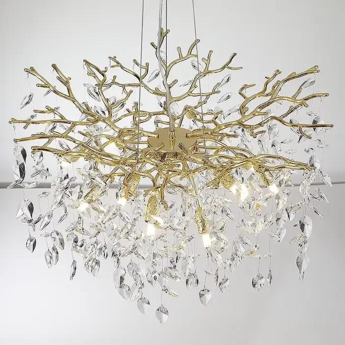 Lustre en cristal de luxe moderne pour salon chambre à coucher décoration de haute qualité aluminium et cristal or argentUsageIdOccasionsSpéciales