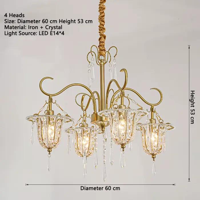 Lustre en cristal de style français pour salon et salle à manger, lampe créative luxueuse et élégant