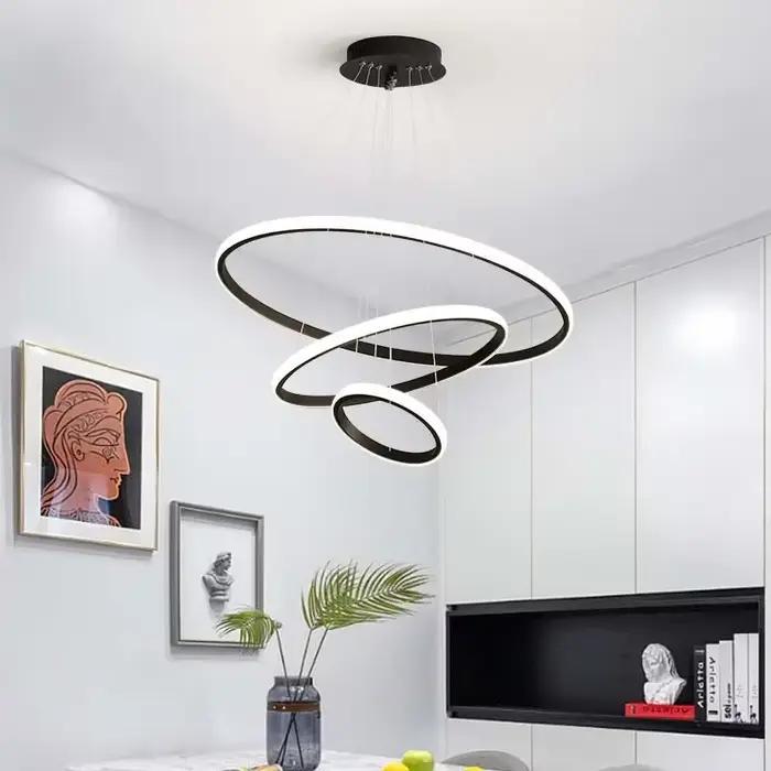 Lustres modernes à LED pour salon chambre et salle à manger design simple en forme d'anneau éclairage intérieur pour la maison luminaire suspendu décoration