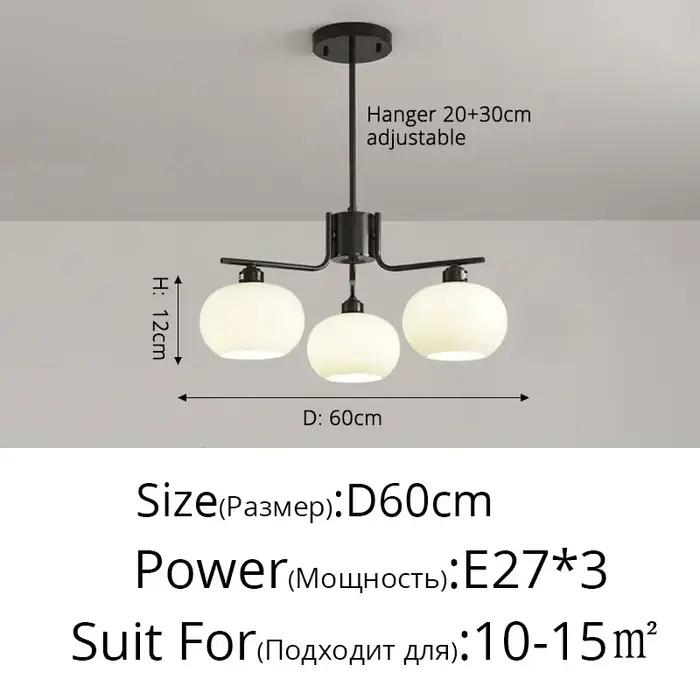 Lampe LED suspendue kaki nordique, abat-jour en verre, style rétro, 3 têtes, pour salon, salle à man