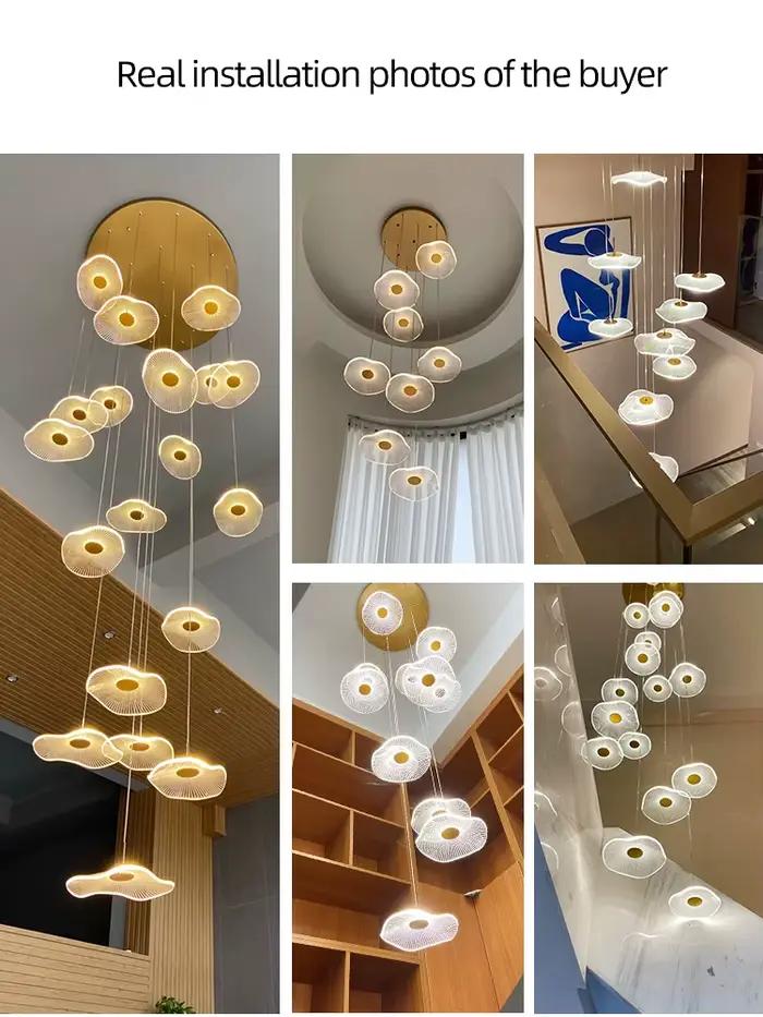 Plafonnier LED suspendu moderne pour salon, étude, chambre principale, hôtels, cuisines et escaliers, flux lumineux 2000-82000, télécommande incluse, installation autonome
